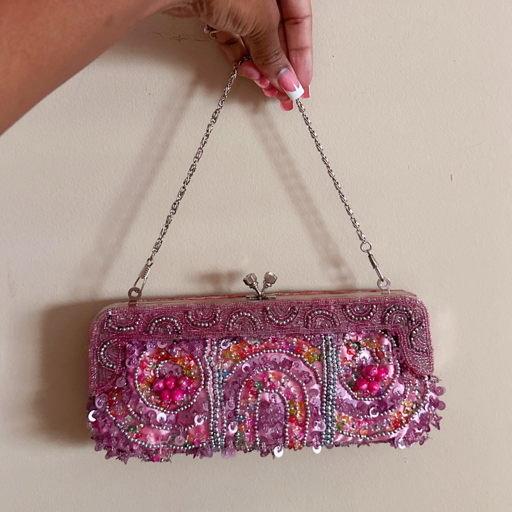 SOLD Pink Beaded Bag